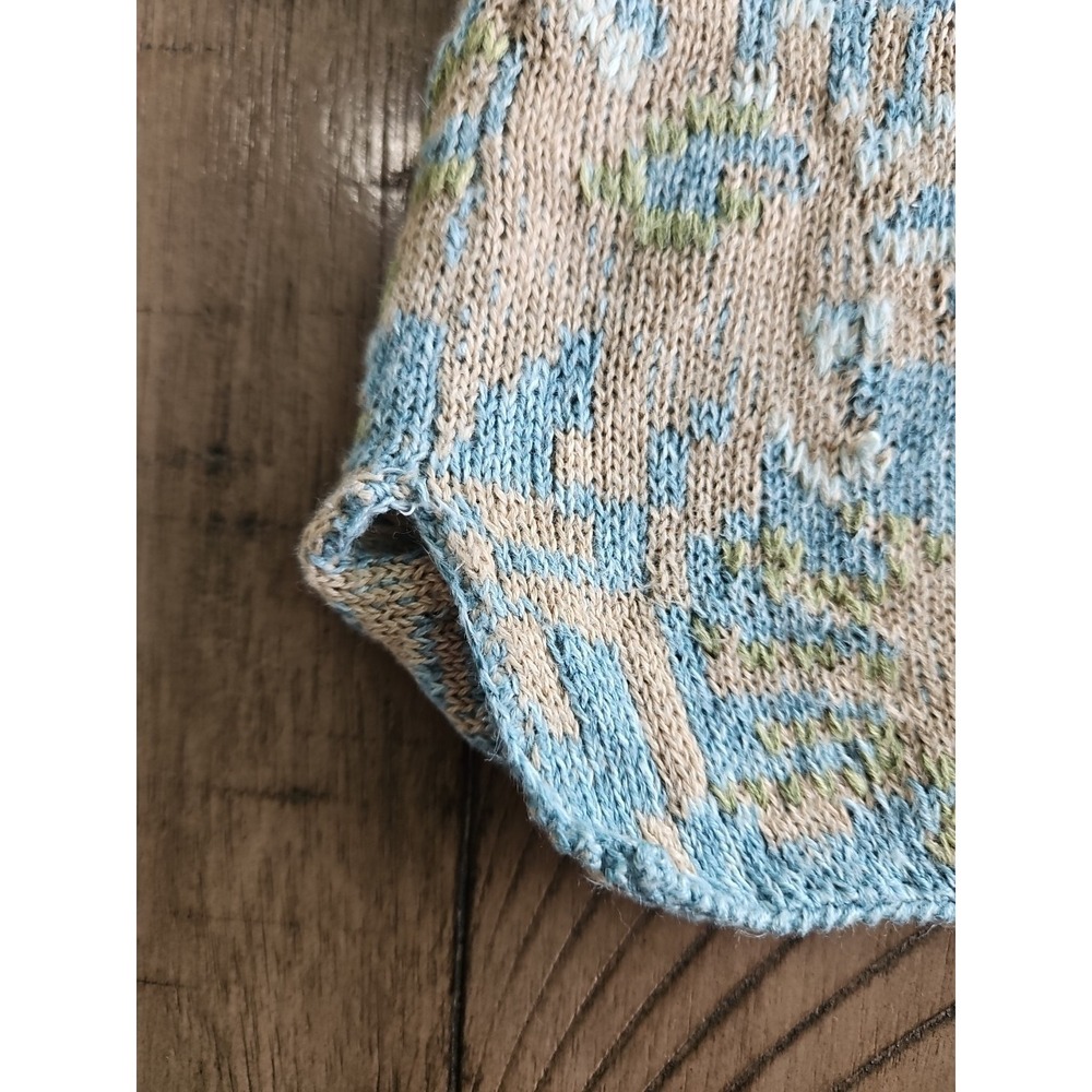VTG Sigrid Olsen Top S Pink Blue Knitted Floral Linen Cotton Coastal Cottage - Picture 16 of 16